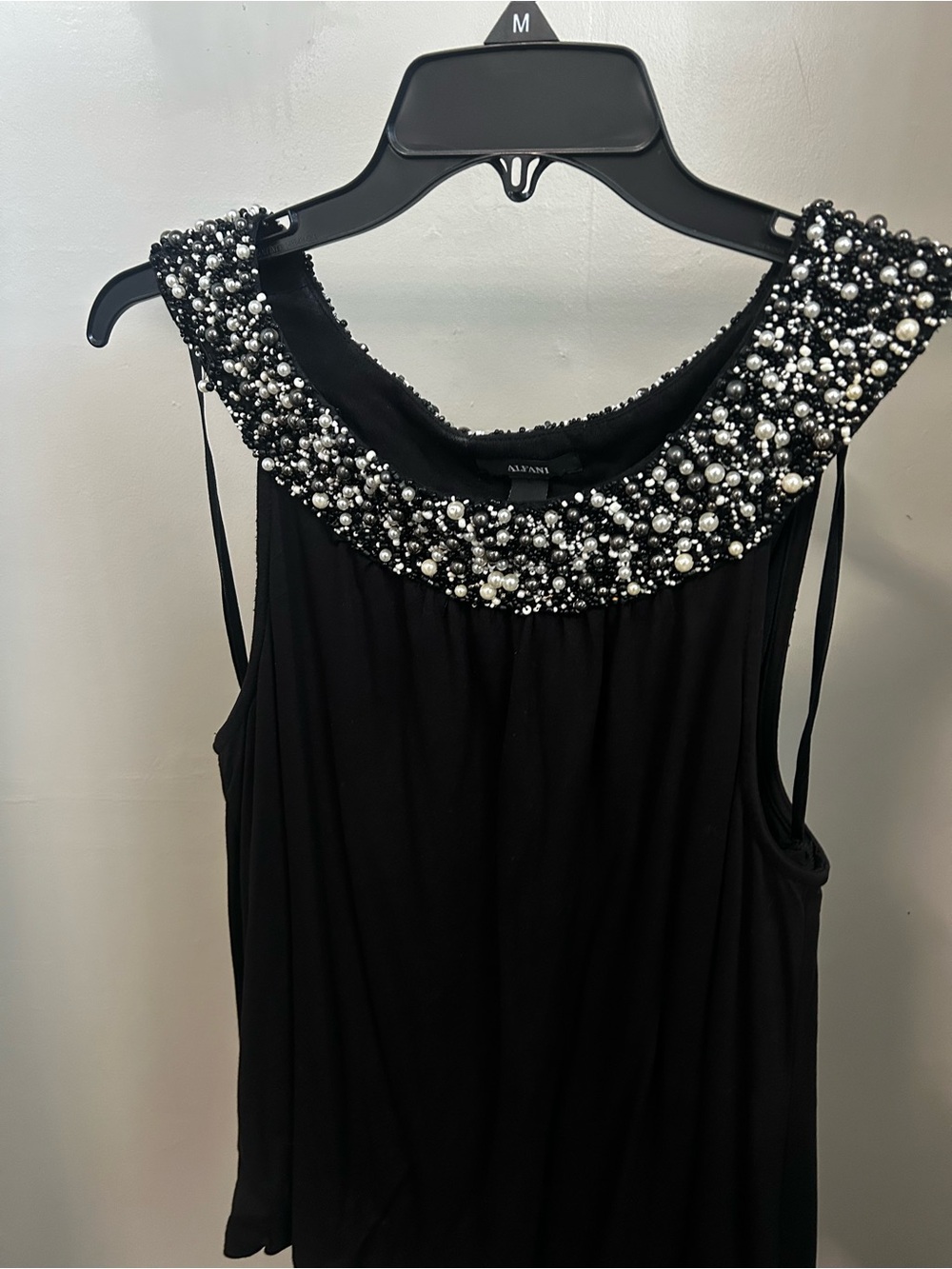 Black Embellished Pearl Beaded Sleeveless Top – Size Small (Fits Like Medium)